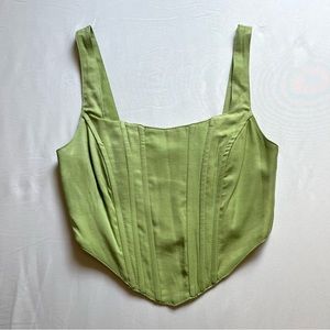 SEVEN WONDERS green boned corset bustier cropped tank top